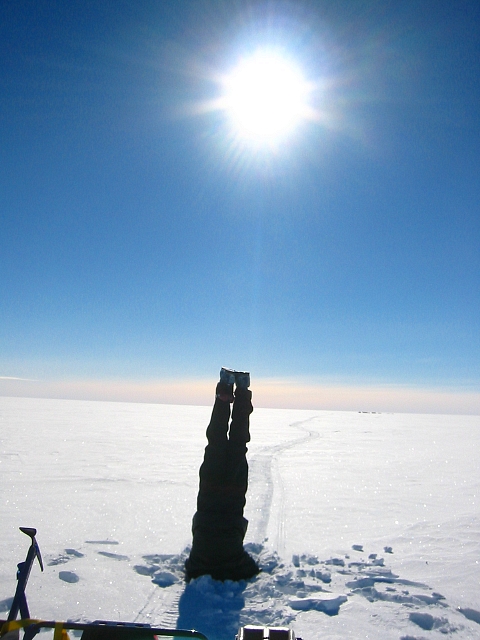 Shad doing a headstand at the point