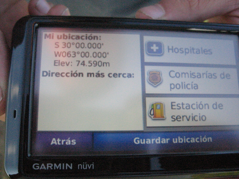 El GPS marcando el Punto Cero. Zeroed GPS