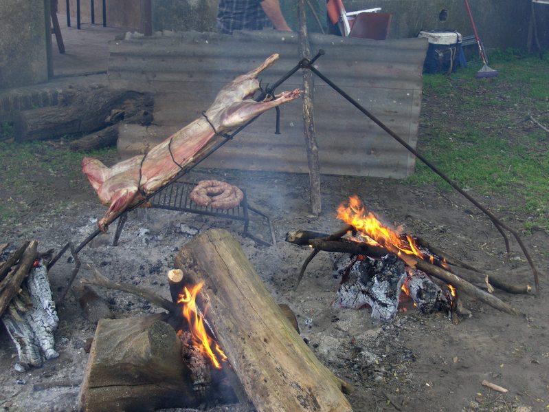 A LAMB ON THE GRILL AT BUCHANAN RAILROAD STATION