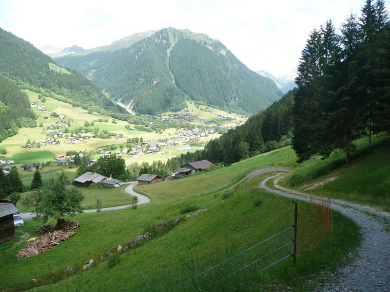 Looking back from the gravel road