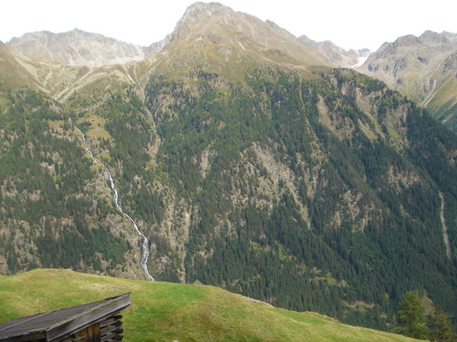 east view with waterfall