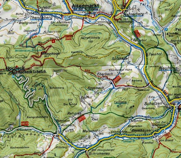 Map of the area, we took (mostly!) the Matrasweg to the confluence.