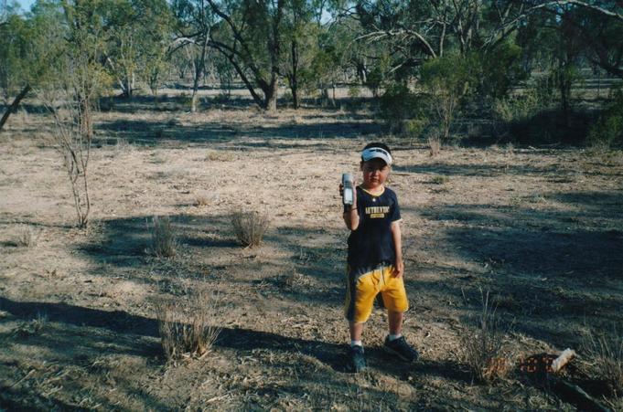 Bailey standing just south of the confluence.