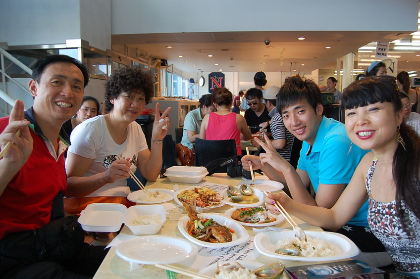 Celebration dinner in Sydney at the Fish Market left to right: Steven, Yang Fang, Sean, and Misha