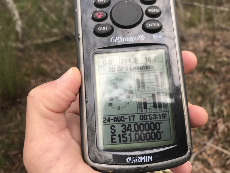 GPS reading at the confluence point. 