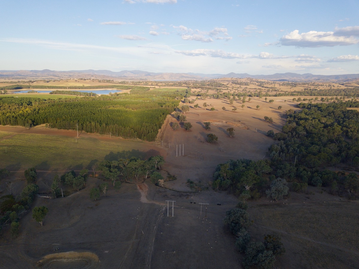 View East towards the confluence point (in the center of the photo), from a height of 120 m, 400 m West of the point