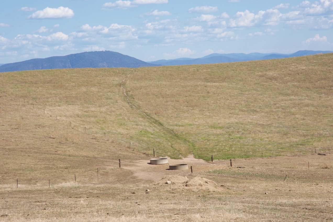 A closeup of the water tanks visible to the south of the point