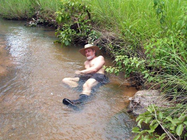 Half way hot tub