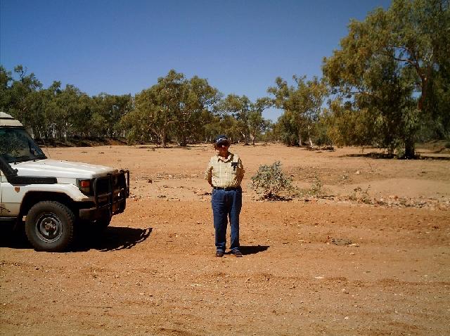 In the middle of the Plenty River on the Plenty Highway