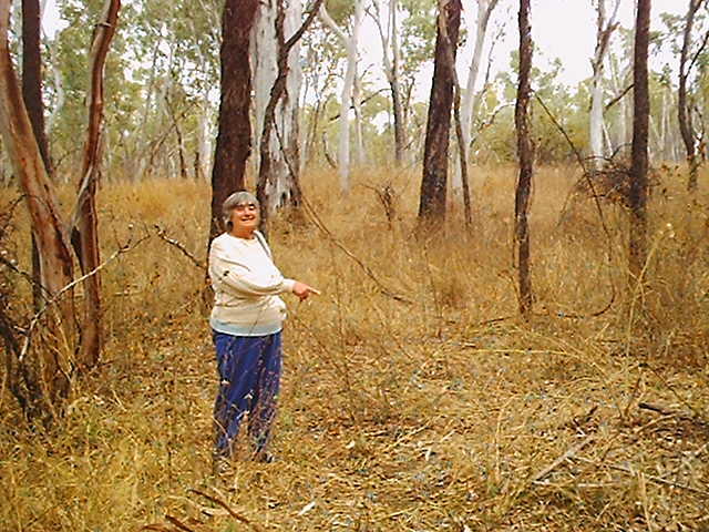 Grace pointing at the spot