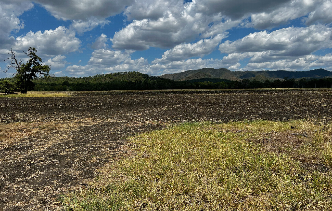 The farm field where I began my hike - 4.63 km East of the point