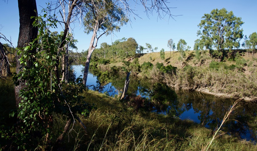 The Calliope River - 1.89 km east of the point - blocked my attempt to reach the point