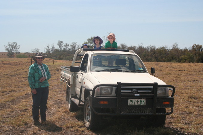 View to the East with Rosemary and the kids in the ute