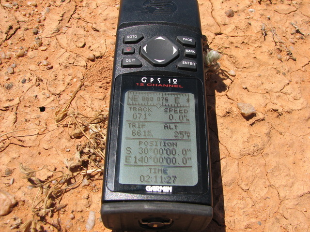 Our GPS display at the confluence