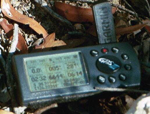 My GPS receiver's display at the confluence point