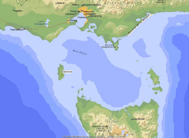 King Island is located between the mainland and Tasmania. It is part of Tasmania.