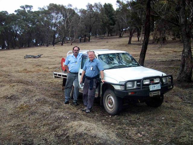 Kevin Thompson escorted us to the site, here with Ian.