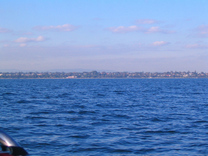 View of Rickett's Point from the confluence, Beaumaris Yacht Club is visible just left of centre.