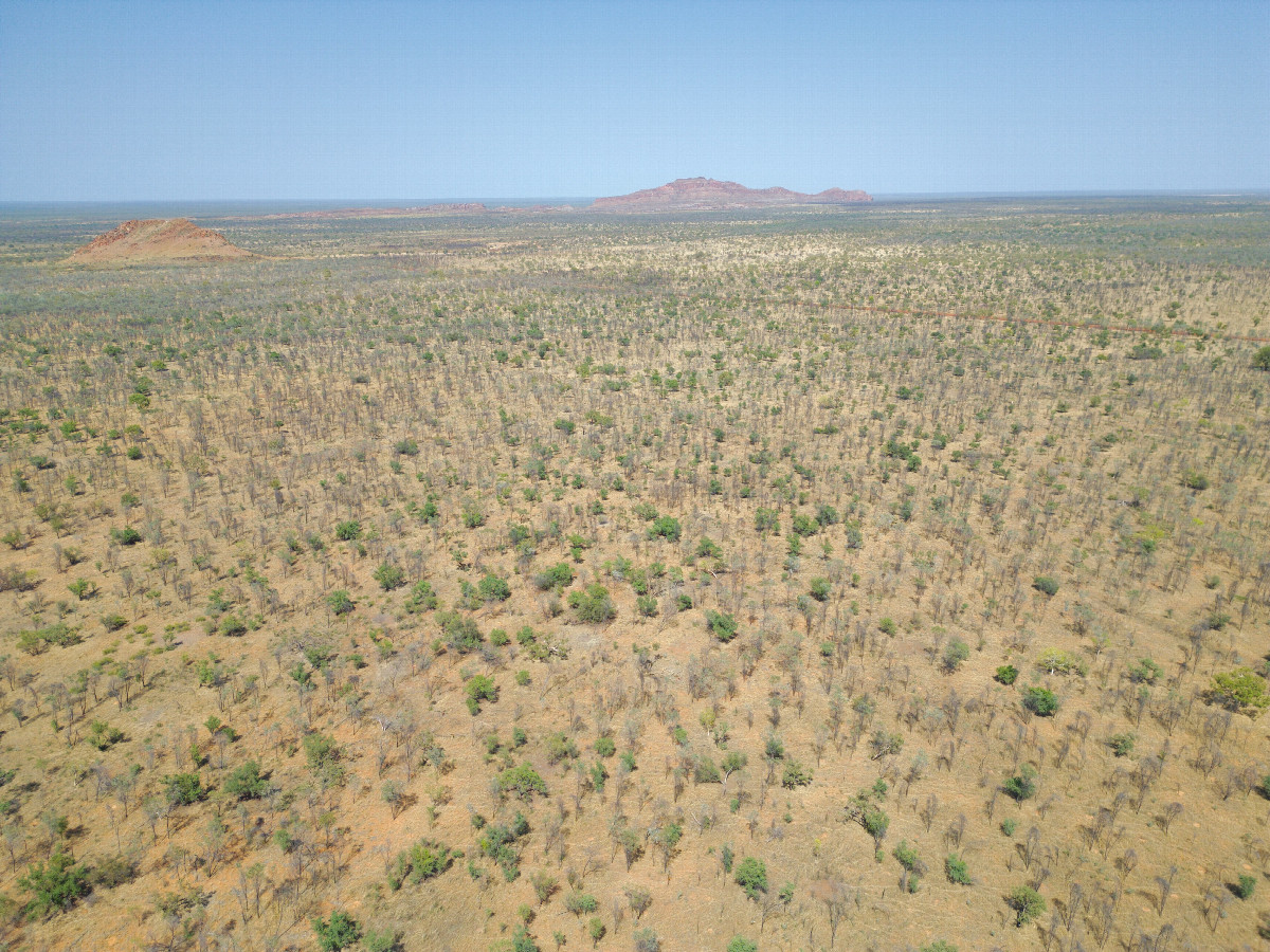 View West, from 120m above the point