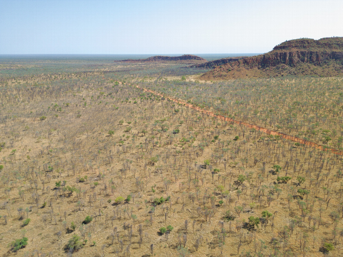 View North, from 120m above the point