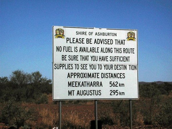 A reminder on the Ashburton Downs Road that this is a very empty place.