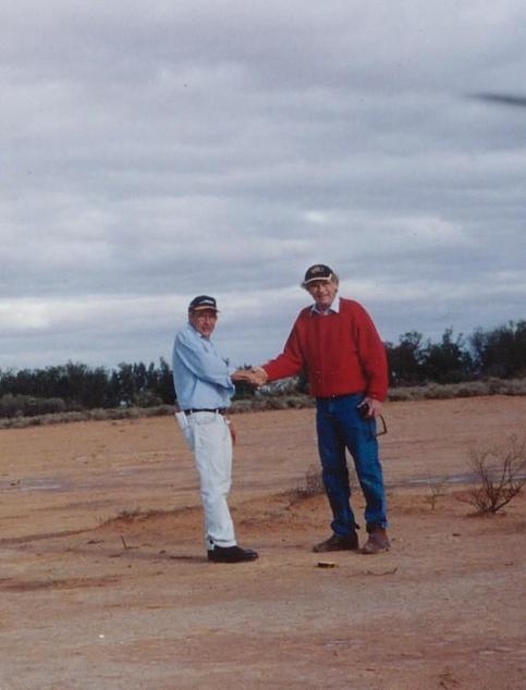 Ken and Neil congratulate each other after visiting their first confluence