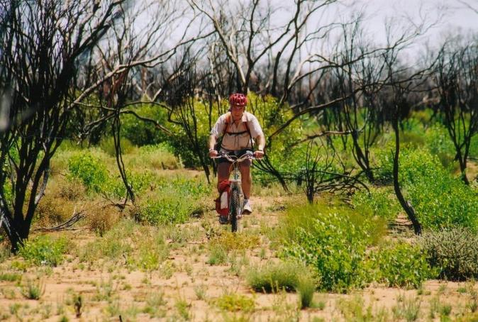 Peter riding back from confluence point