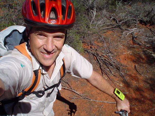 Peter at confluence point (note expensive GPS wrist strap)