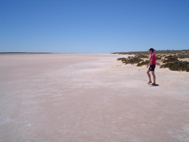 Kate at the edge of Lake Barlee (salt lake)