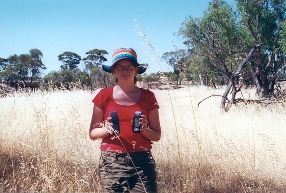 Sarah standing at the confluence