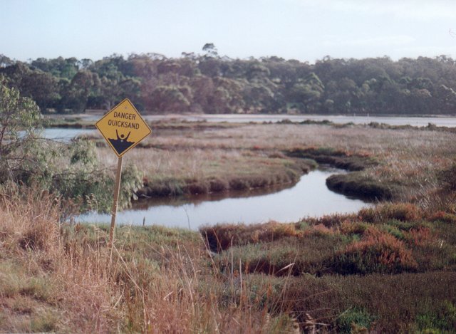 Danger quicksand!  One of the perils of confluence hunting.