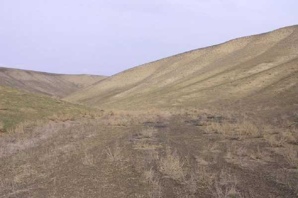 Looking N along the valley - confluence in foreground