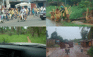 #7: Motorbikes in Cotonou - Mortars for yam and cassava flour production - Narrow road! - Door on a bike