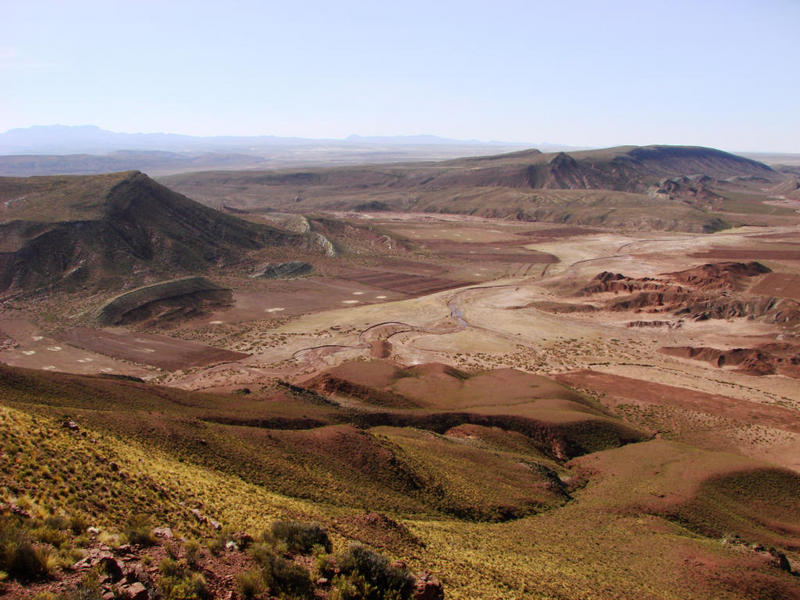 View to the south, just behind the ridge of the hill