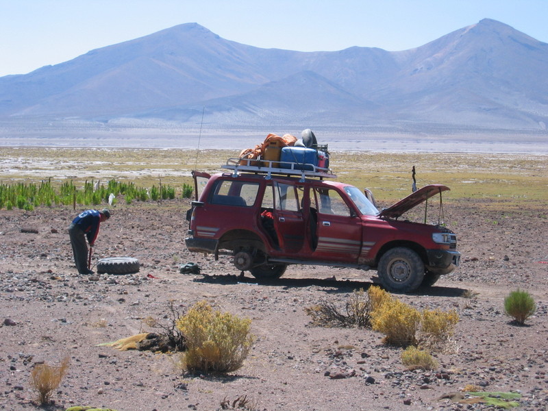 Flat Tyre at 3.3 km from the Confluence