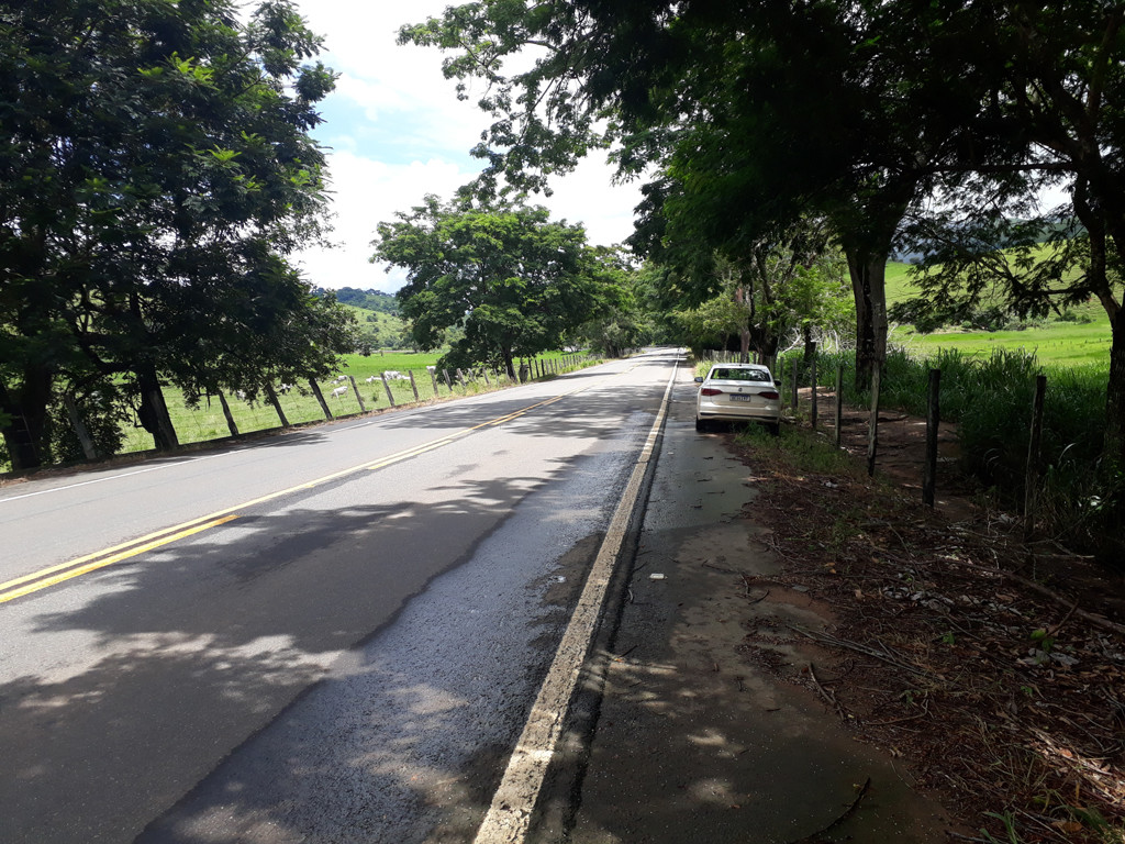 Parei o carro no acostamento da rodovia - I stopped the car on the shoulder of the highway