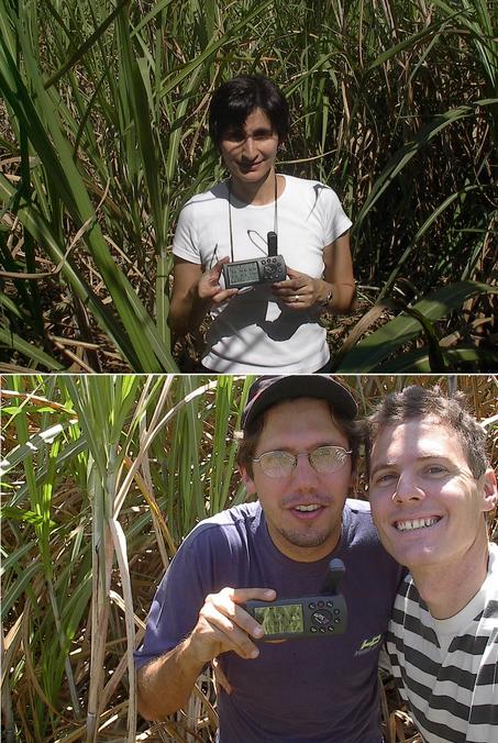 Valéria (top), Silvio and Marcos (bottom) at confluence point.