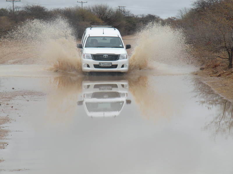 Getting through a water puddle