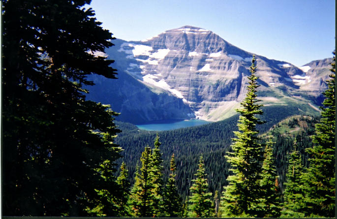 Glacier fed lake seen from trail