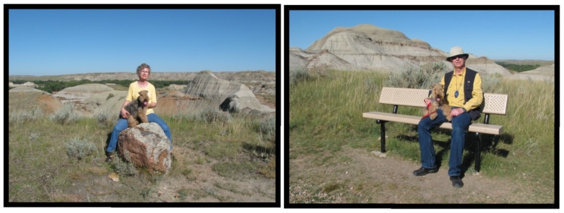 Carolyn, Alan and Symon at Dinosaur Provincial Park on the way to the confluence.