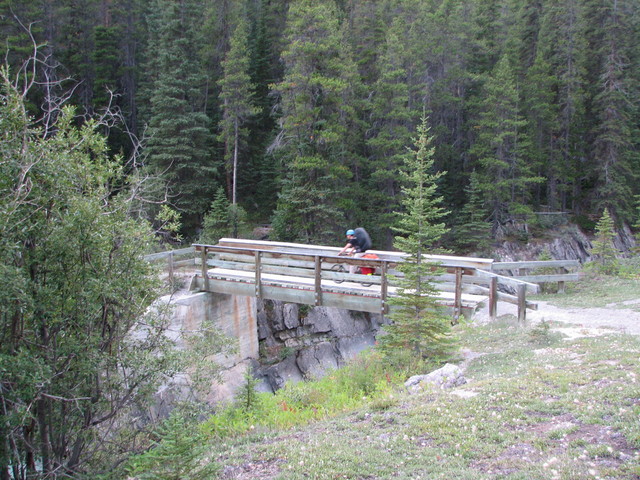 Brendan biking across the bridge over the North Saskatchewan River