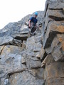 #13: Brendan downclimbing one of the more dangerous gullies.