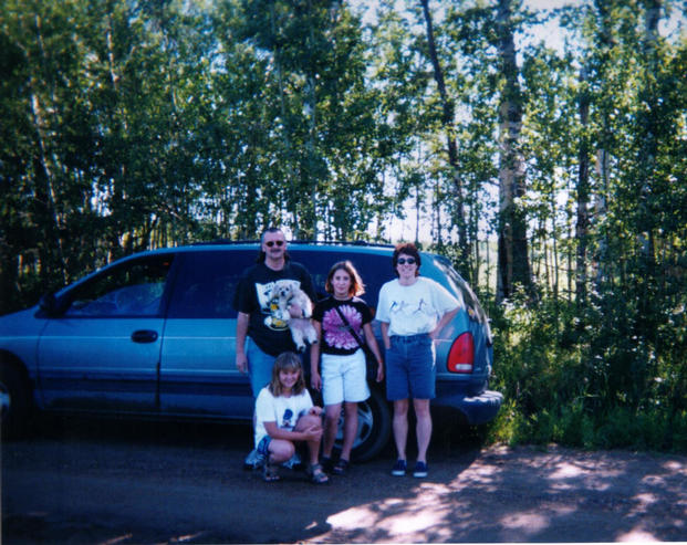 The crew. Aldo(holding Gizmo), Chelsea B.(kneeling),Chelsea F., and  Val