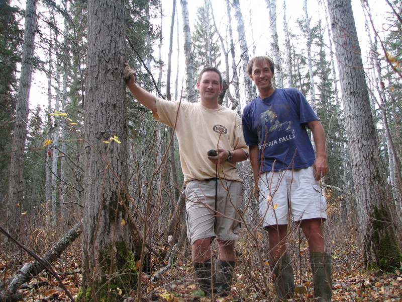 Greg and Chris standing at the confluence location.  The rubber boots  weren't completely necessary.