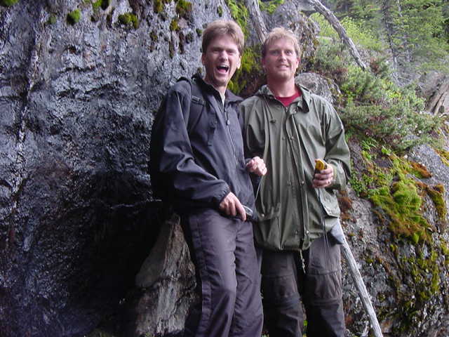 View north into rock face with John and Pat