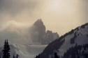 #2: Closeup view of The Black Tusk shrouded by clouds