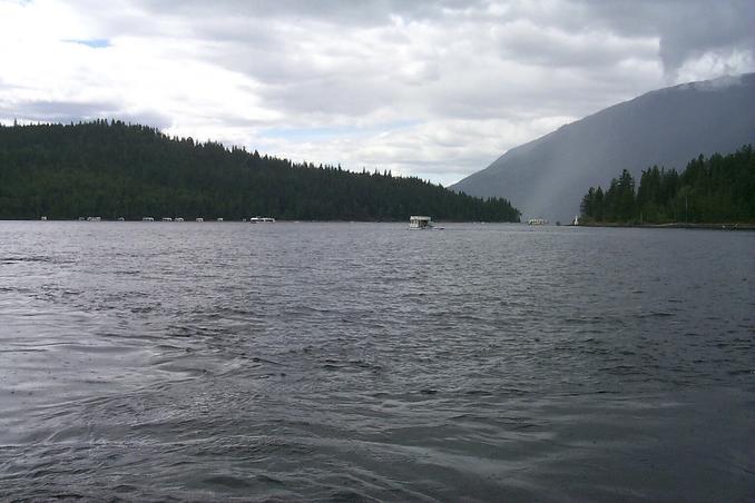 View west towards Cinnemousun Narrows.  Cinnemousun Narrows Park is on the left.