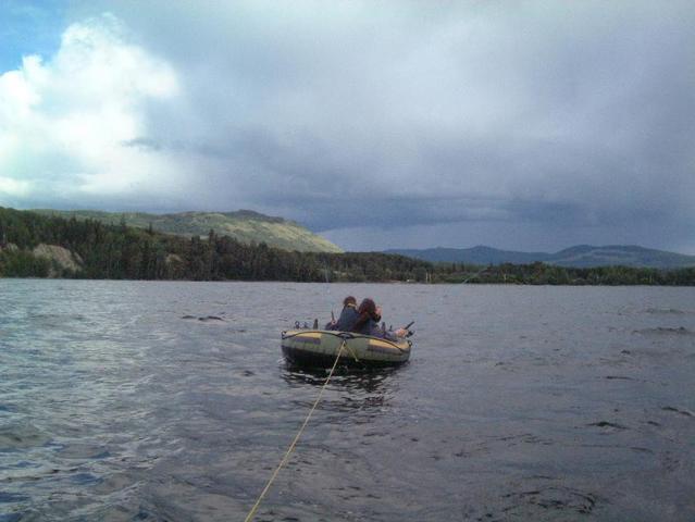 The crew fishing.  Looking South.