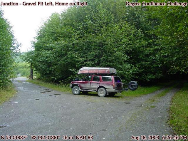 End of Road - go left across the gravel pit (note coordinates)