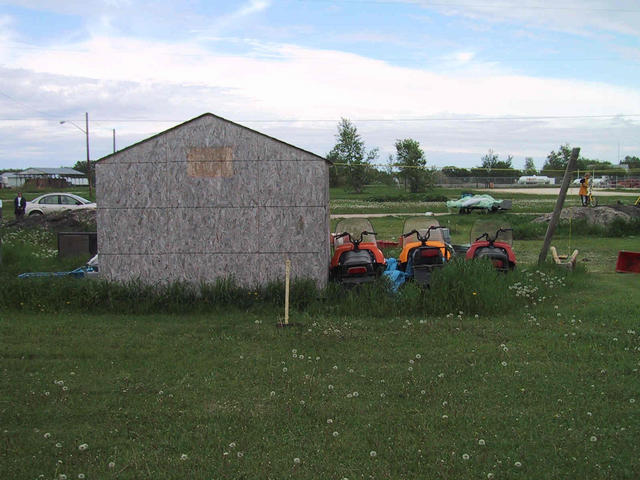 East, showing the stake and adjacent shed